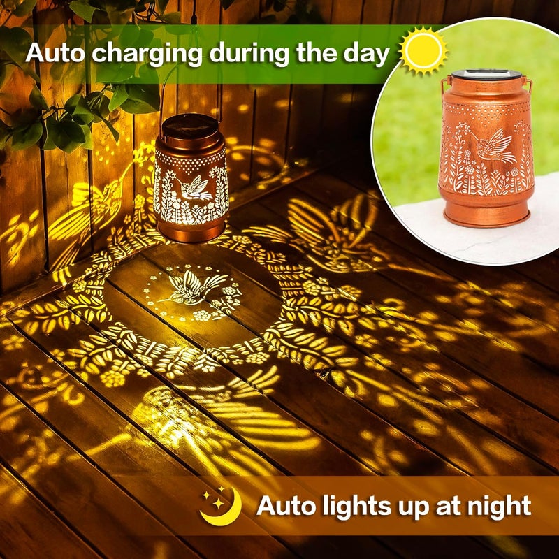 EZTZEN Hummingbird Solar Lanterns Outdoor Waterproof Hanging Solar Lights Hummingbird Gifts for Women Men Metal Decorative LED Lanterns for Garden Decor,Yard,Patio,Lawn,Pathway - Image 4